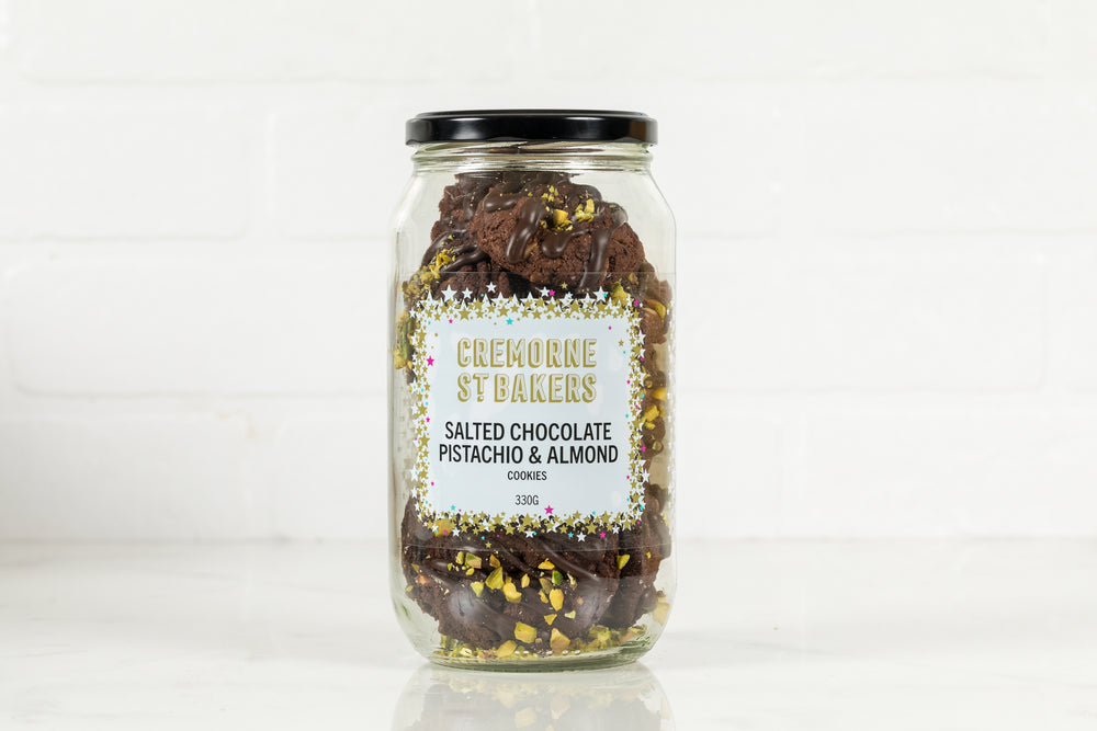 Salted Chocolate & Pistachio Almond Cookies