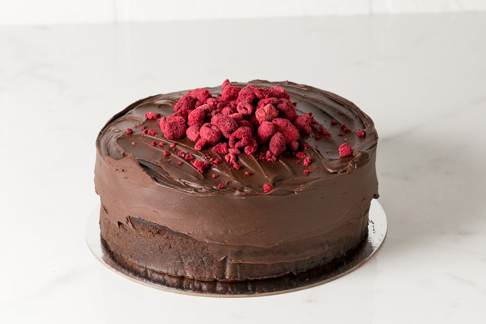 Raspberry Chocolate Mud-Cake with Double Chocolate Ganache