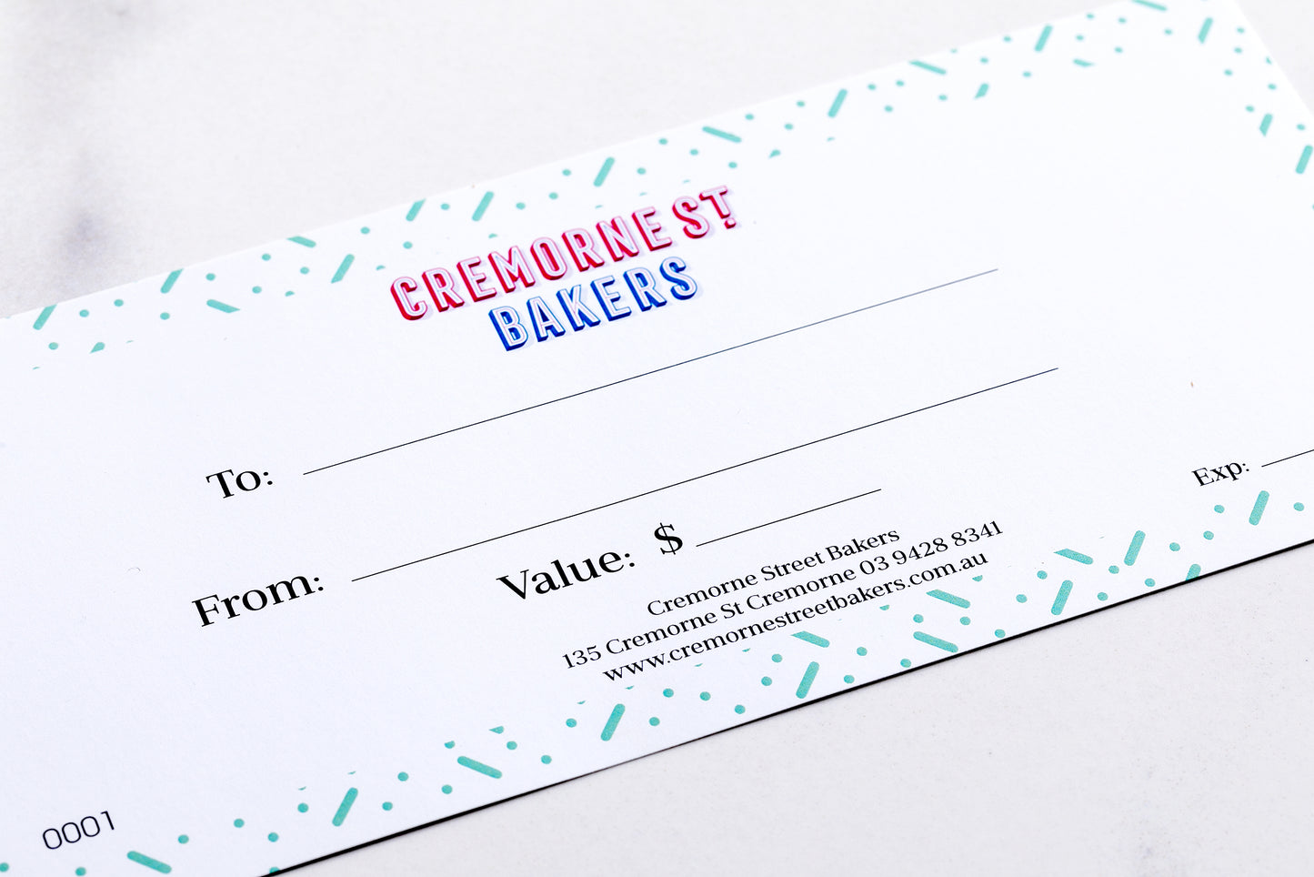 cremorne street bakers - cake bakers -digital gift voucher